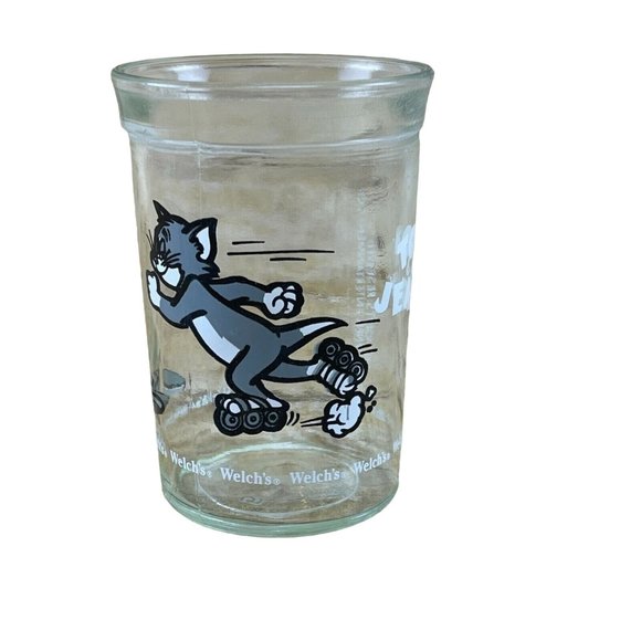 Vintage 1990 Welch's Tom & Jerry Jelly Jar Collector Glass Tom Skating - Picture 1 of 10